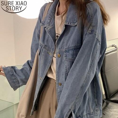 Plus Size Jacket Women Clothing 2021 Autumn New Fashion Denim Jacket Women Vintage Thin Coat Loose Korean Blue Casual Tops 16295