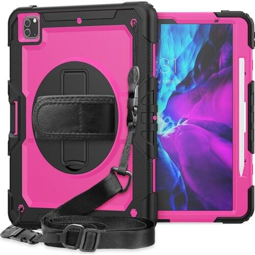 Shockproof Heavy Duty Silicone Coque For IPad Pro 12.9 Inch 2020 Case Tablet Protect Cover With Pencil Holder Funda+pen+Straps