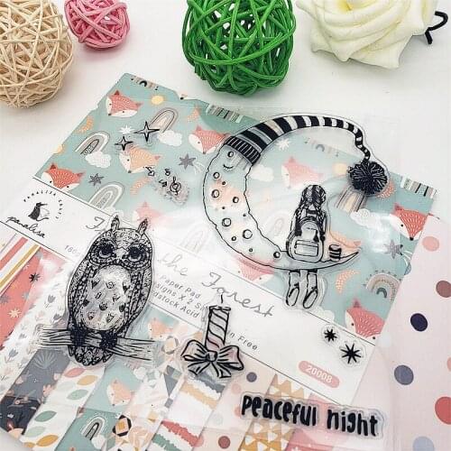 13x13CM Moon Girl Clear Stamps Transparent Seal Silicone Seal TPR Christmas Wedding Roller Stamps DIY Scrapbook Album Card