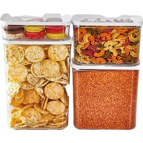 Rectangular Storage Container Set of 4 BPA Free Hard Plastic Home Kitchen Refrigrator Store Food