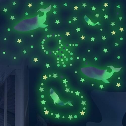 Pvc Glowing Sea Animal Wall Stickers Glowing Bedroom Wall Decals Hildrens Room Home Decoration Fluorescent Wall Stickers