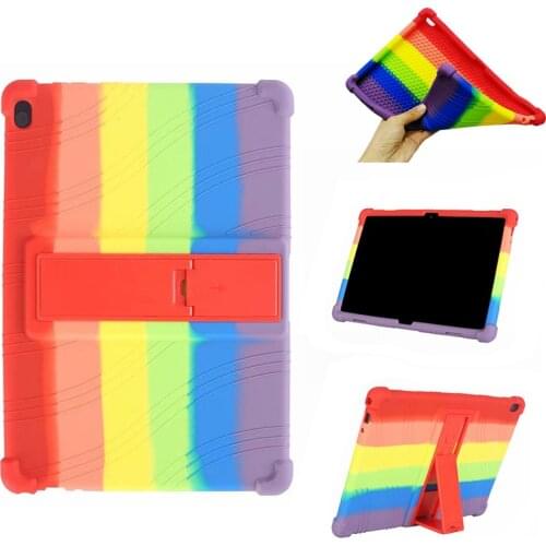 Rainbow Silicone Case For Lenovo Tab M10 TB-X505F/L TB-X605F/L 10.1" With Bracket Anti-Shock Cover For Tab P10 TB-X705F/L