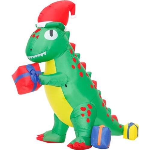 Christmas Dinosaur Inflatable Dolls Red Eye Yard Air Decoration Yard Garden Halloween Inflatable Props 2.1M