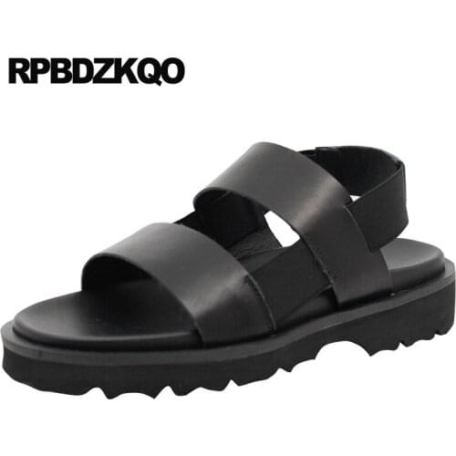 Casual summer genuine leather beach 2019 designer shoes men high quality black slip on flat fashion outdoor sandals open toe