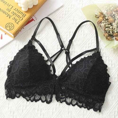 Sexy Lingerie Floral Lace Bras for Women Push Up Bra Female Brassiere Beauty Back Deep V Bralette Wire Free Thin Underwear