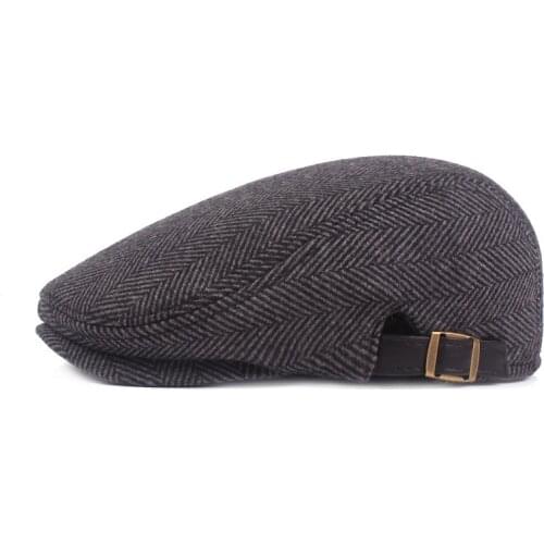 Autumn Winter Wool Hats Men Newsboy Flat Caps Artist Painter Hat Male Adjustable Beret Cap