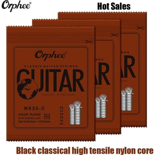 New Orphee 1Set Classic Black Classical Guitar Strings Nylon and Silver Plated Wire Hard Normal Tension 028-045 Wholesales