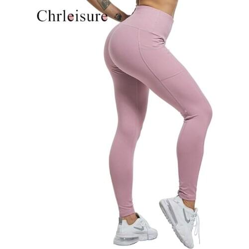 Solid High Waist Pocket Leggings Women Sexy Push Up Leggins Mujer Gym Fitness Pants