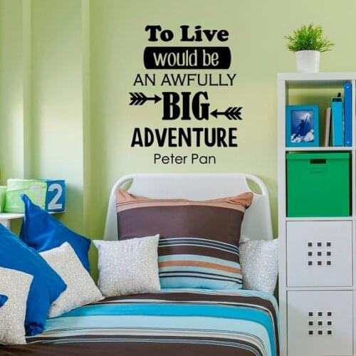 Inspirational Quotes Wall Decal To Live Would Be An Awfully Big Adventure - Peter Pan Boys Girls Kids Room Nursery Decor WW-5