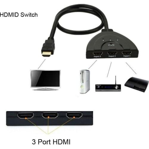 High Quality hdmi hub 3 Port 1080P 3D HDMI Switcher Switch Splitter Hub with Cable for PC TV HDTV DVD PS3 Xbox 360 Cable box