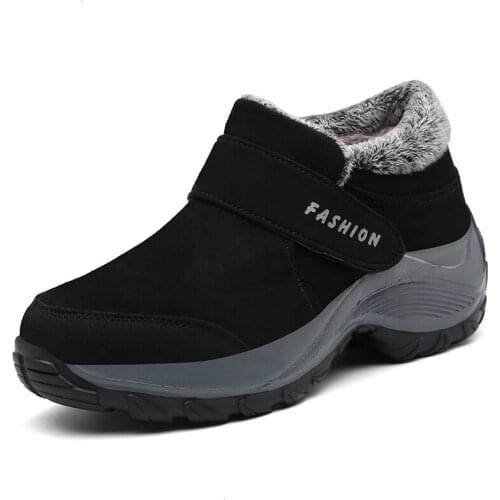 Suede Leather Walking Shoes Women Platform Sneakers Winter Keep Warm Plush Sports Shoes Ladies Outdoor Jogging Non Slip casual