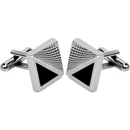 3D stripe Black Enamel triangle Square Cufflinks women French Shirt personality Cuff Link Office Party Club Men Cufflink Jewelry