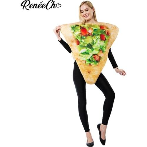 Reneecho Women Pizza Costume Adult Pizza Slice Cosplay Halloween Costume Purim Carnival Party