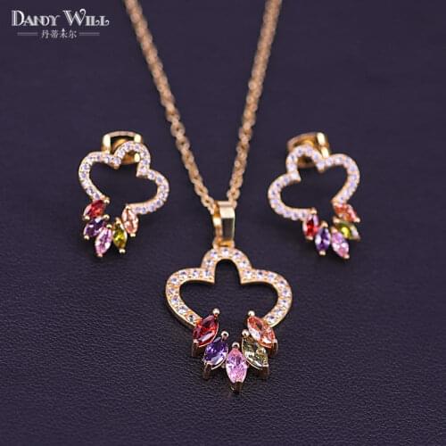 Trendy Jellyfish CZ Crystal Jewelry Sets for Women valentines day gift day Gold Color Pendant Necklace Earrings Jewelry Sets
