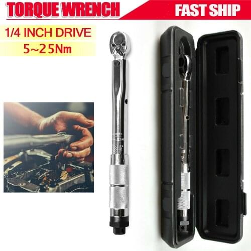 1pcs 1/4 Inch 5 to 25nm Click Adjustable Torque Wrench Bicycle Repair Tools kit Set Bike Repair Tool Spanner Hand Tool Set Sale