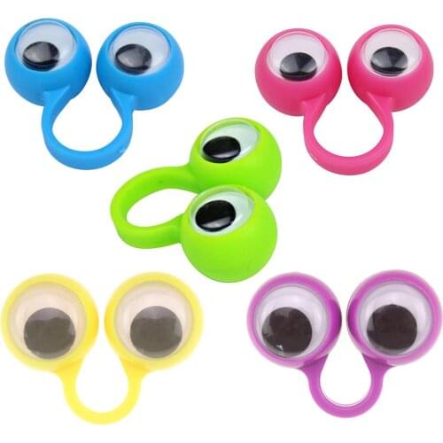 50PCS Google Eye Finger Puppet Plastic Rings Kids Practical Jokes Gift Eyeballs Ring Toy Googly Eyeball Ring For Kids Party Toy