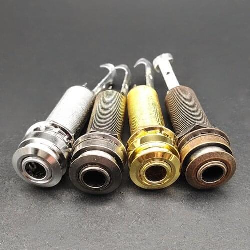 10pcs Stereo 6.35mm 1/4'' Brass Threaded Cylinder End Pin Stereo Jack Output Socket Plug for Guitar Bass Mandolin and Back Cover