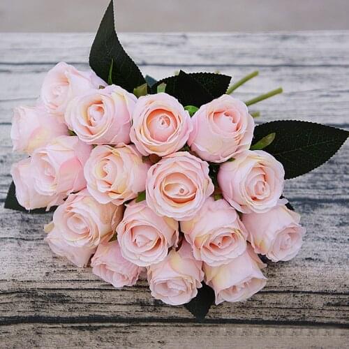 18Heads/bunch Bridal Silk Fake Roses Artificial Wedding Holding DIY flores fleur artificiel Flowers Home Wedding Decorations
