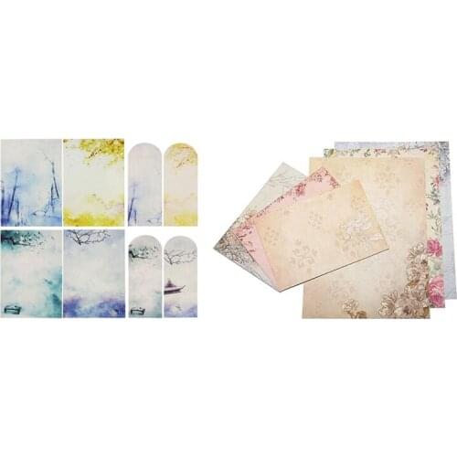 2 Set Letter Writing Paper Letter Kit: 1 Set 32 Pcs Assorted Color Letter Papers and 16 Pcs Envelopes & 1 Set 40 Pcs Assorted Co