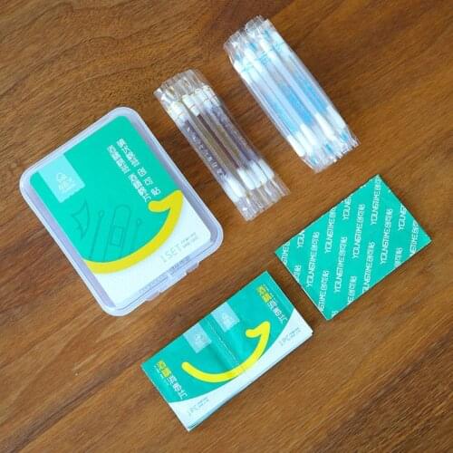 4 In 1 Disposable Small Wound Emergency First Aid Supplies Kit Iodine Swab Alcohol Cotton Stick Wipes Adhesive Bandage Portable