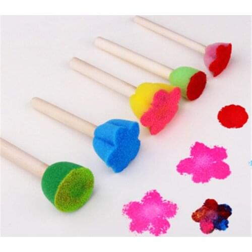 5Pcs Sponge Brushes Drawing Toys Children Art Flower Pattern DIY Painting Tools