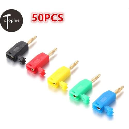 50PCS 2mm Gold-plated Banana Plug 1000V 5A Red/ Green/Blue/Yellow/Black Inserted Connector For Speaker Testing Banana Plug