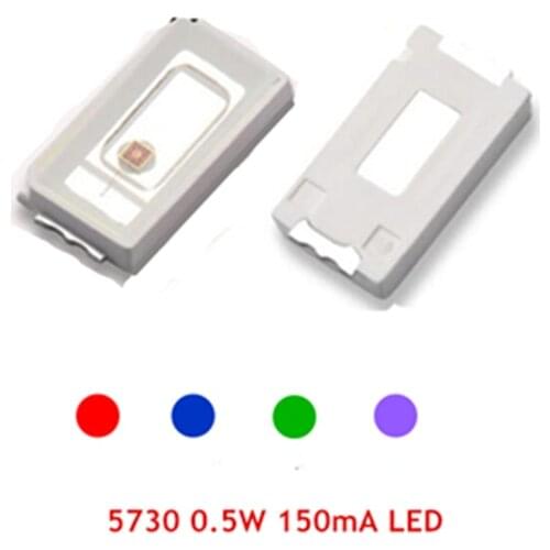 50PCS 5730 0.5W SMD LED 150MA RED / BLUE / GREEN / PURPLE / VIOLET SUPER bright light beads