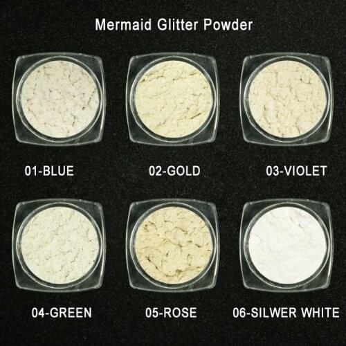 6 Boxes Shining Nail Glitter Pearl Shimmer Nail Powder Nail Dust Powder 6 Colors Mermaid Manicure Nail Art Glitter (6pcs brush)