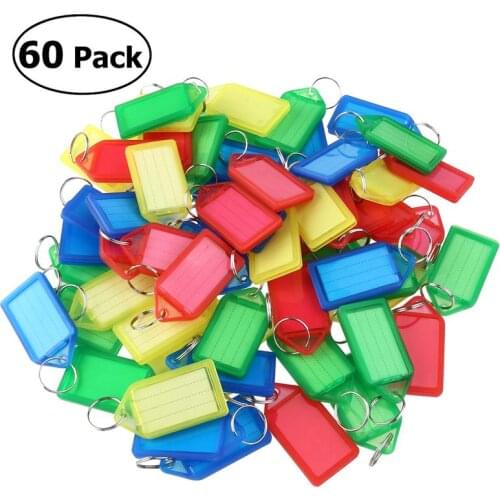 60/100/120pcs Multi-color Plastic Key Fobs Luggage ID Tags Labels with Key Rings (Random Color)