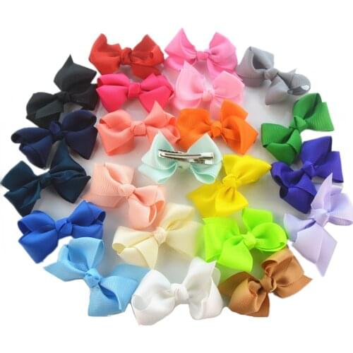 60 pcs/lot , 2.75" Twisted Boutique Bow Hair Clips , Grosgrain Ribbon Hair Bow Clips