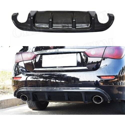ABS Material Carbon Look Rear Bumper Lip Diffuser For Infiniti Q50 Base Sport 2014 2015 2016 2017 Gloss Black Trim Cover