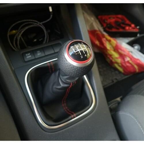 5 6 Speed Car Level Adapter Gear Stick Shift Knob Leather Boot For V-W Golf 5 MK5 R32 GTD G-TI 2004 2005 2006 2007 2008 2009