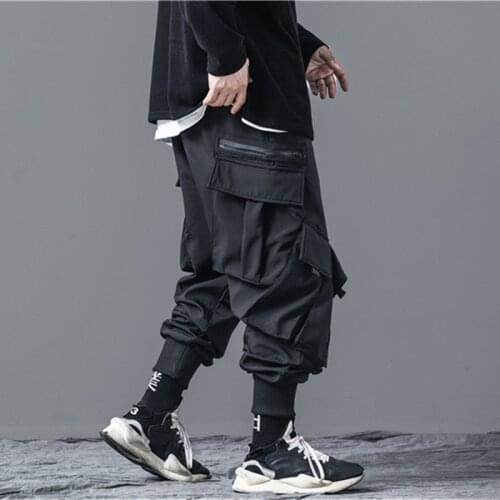 Techwear Streetwear Hip Hop Cargo Pants Men Multi Pockets Black Loose Military Oversized Sport Harajuku Punk Casual Trousers