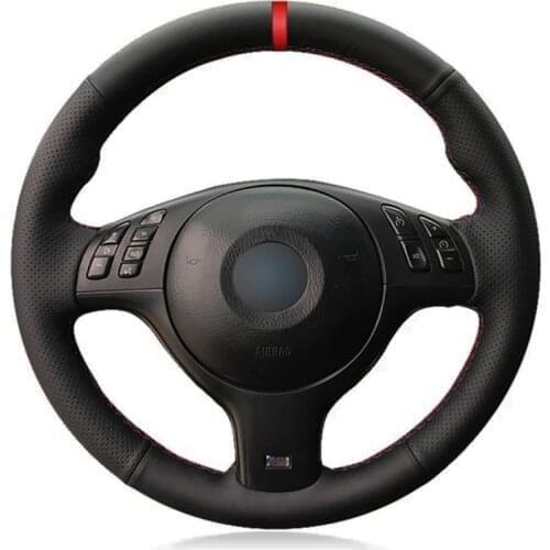 Car Steering Wheel Cover Hand-stitched Soft Black Genuine Leather For BMW M Sport E46 330i 330Ci E39 540i 525i 530i M3 E46