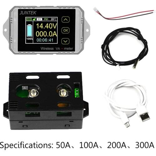 DC 120V 50A~300A Wireless Ammeter Voltage KWh Watt Meter Car Battery Coulometer