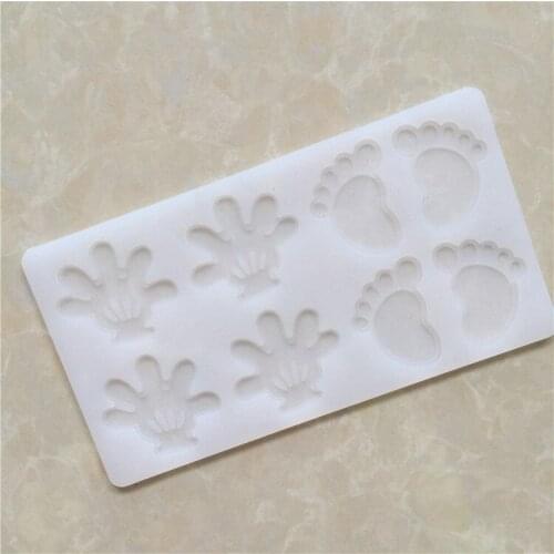 Baby Feet Hands Silicone Mould Cake Decorating Tools Chocolate Cake Border Silicone Mold for Fondant Baking Accessories