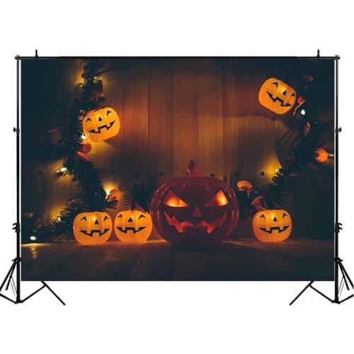 NeoBack Wooden Wall Halloween Photography Backdrops Kids Children Night Party Backdrop Pumpkin Lanterns Background Photography