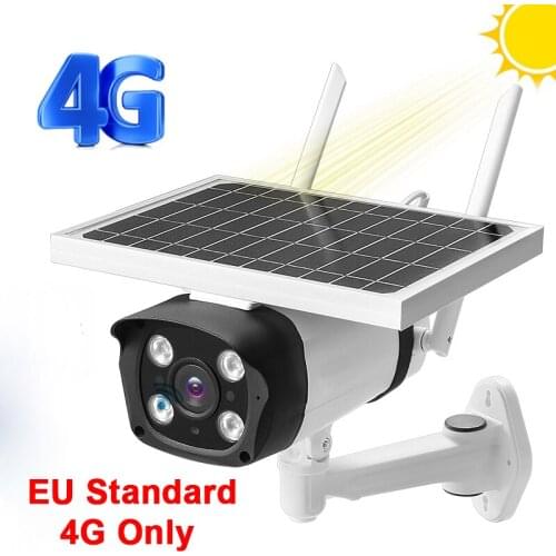 Solar 4G SIM IP Camera 1080P HD Outdoor Charging Battery Wireless Security Camera PIR Motion Detection Bullet Surveillance CCTV