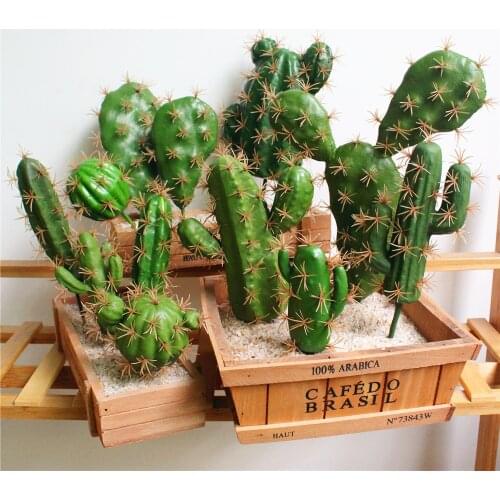 Artificial Plastic Cactus Succulents Prickly Pear Potted Plant Fake Flower Arrangement Wedding Home Office Desktop Decoration