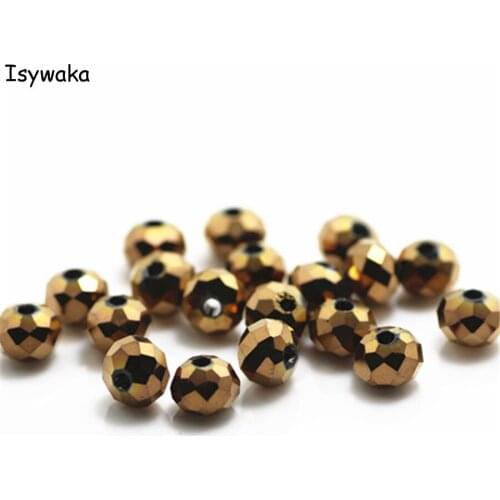 Isywaka Rose Golden Colors 4*6mm 50pcs Rondelle Austria faceted Crystal Glass Beads Loose Round Beads for Jewelry Making