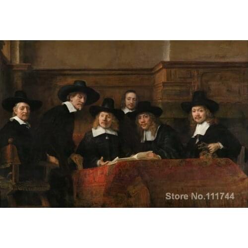 Oil painting portrait Syndics of the Drapers Guild by Rembrandt van Rijn art for sale Hand painted High quality