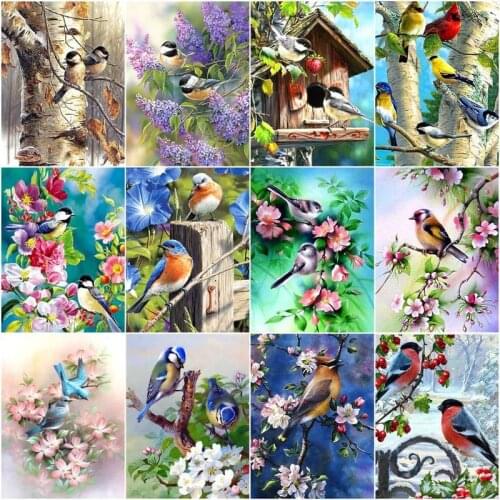 CHENISTORY Painting By Numbers Flowers And Birds Animal Drawing On Canvas Handpainted Art Gift Diy Kits Home Decor 40x50cm