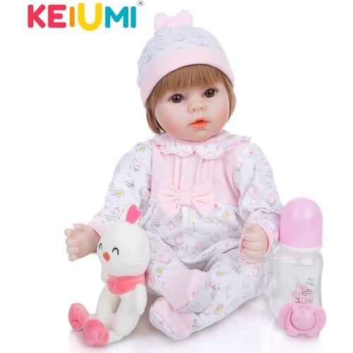KEIUMI Collection Toy 18 Inch Reborn Baby Lovely Girl Doll With Cloth Body Vinyl Cute Baby Toy Doll For Childrens Day Gifts