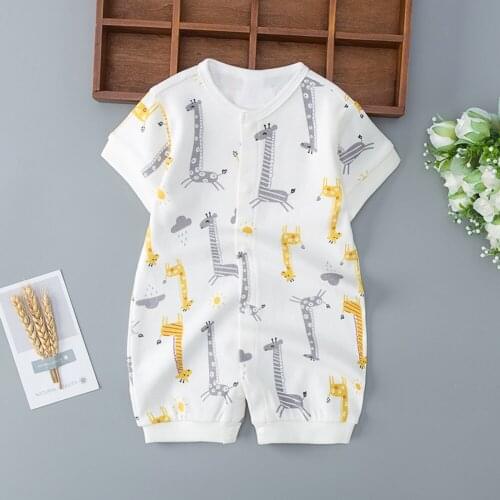 Baby Summer Rompers Cartoon Cotton Short Sleeve Baby Onesies Newborn Boys Girls Cartoon Infant Clothing Outfits 0-24M