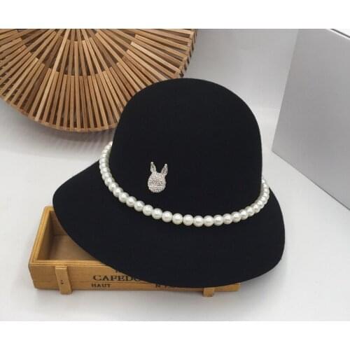 Han edition style wool? New fisherman hat pearl socialite small sweet wind restoring ancient ways British female Japanese tide b