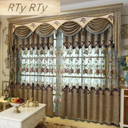 Beautiful Flowers Tulle Luxury Embroidered Valance Decoration Curtain For living Room Bedroom Window Treatment Drapes