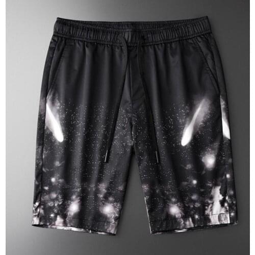 Summer Mens Luxury Starry Sky Allover Printing Knee Length Men Plus Size 3XL 4XL Elastic Waist Shorts Man