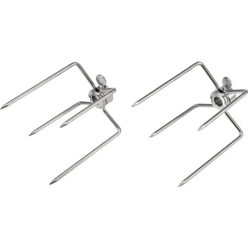 2PCS Multifunctional Stainless Steel BBQ Chicken Fork Grill Fork Roast Spit Barbecue Rotisserie Meat Fork BBQ Tool