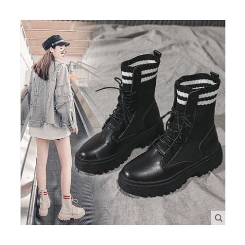 2019 New Women Men Leather Boots Winter Couple Ankle Boots Casual Lace Up Ladies Fashion Shoes Black Botas Mujer