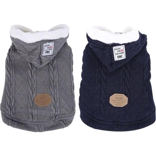 Dog Clothes Winter Warm Fashion Knitting Acrylic Hoodie Pet Clothes Shirt For Small Medium Dogs Pets Pug Dog Coat Clothing
